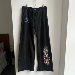 Ed Hardy Black wide leg sweatpants